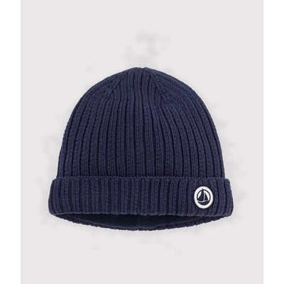 Bonnet bébé uni en tricot doublé polaire PETIT BATEAU