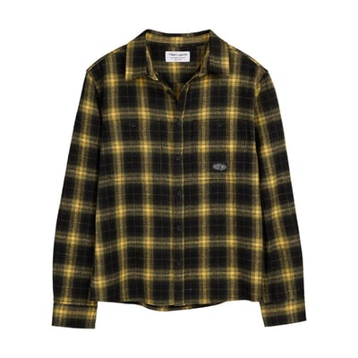 Chemise en coton jaune à carreaux avec une coupe regular fit TEDDY SMITH