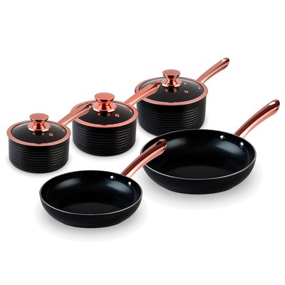 5-Piece Linear Saucepan Set in Black TOWER