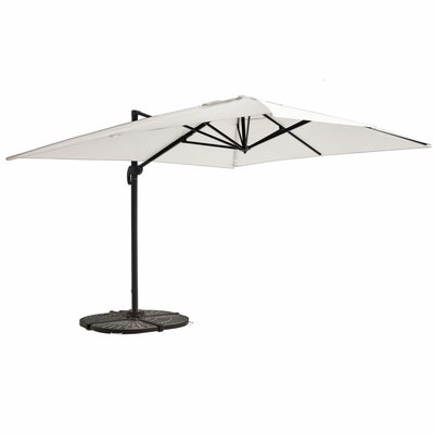 Parasol déporté 4x3m et 4 dalles lestées aluminium, CASERTA OVIALA