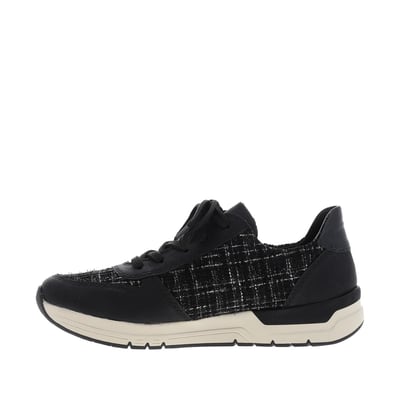 Baskets running noires avec semelle à talon plat et fils brillants incrustés RIEKER