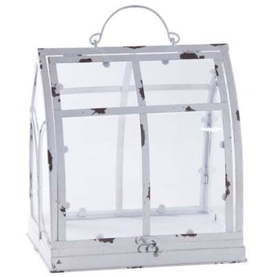 Mini serre métal blanc vieilli 29 cm AUBRY GASPARD