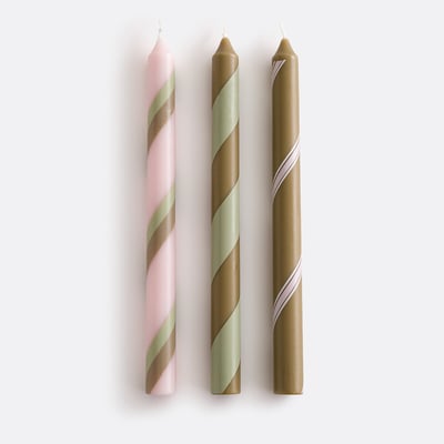 Lot de 3 bougies imprimées rayures, GEORGIO LA REDOUTE INTERIEURS
