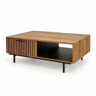 Table basse design teck recyclé 2 tiroirs FANO PIER IMPORT