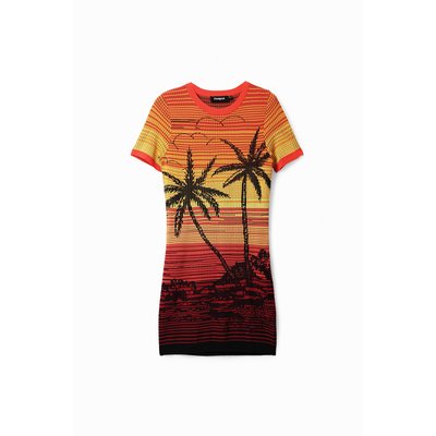 Robe courte maille palmiers DESIGUAL