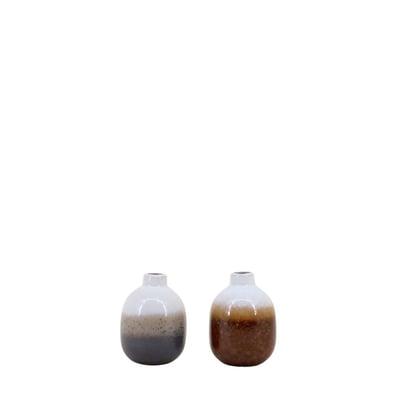 Set de 2 vases en céramique émaillée, H10cm ORNAMI