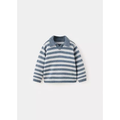 Pull en maille à rayures avec col polo MANGO BABY