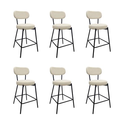 Chaises CELESTE îlot bar métal tissu velours côtelé H65cm | Lot de 6 MOB IN