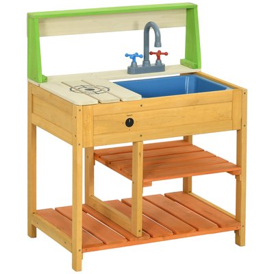 Jeu d'imitation cuisine extérieure enfant bois sapin pré-huilé OUTSUNNY