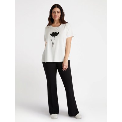 T-shirt avec fleur imprimée et brodée de perles sur le devant FIORELLA RUBINO