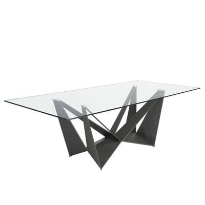 Table à manger rectangulaire verre trempé et acier ANGEL CERDA