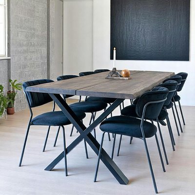 Table à rallonge en bois de chêne fumé avec bordures naturelles 240 cm SAVONE PIER IMPORT