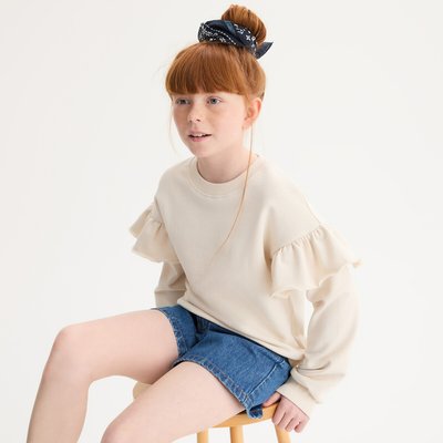 Sweat col rond avec volants en molleton LA REDOUTE COLLECTIONS