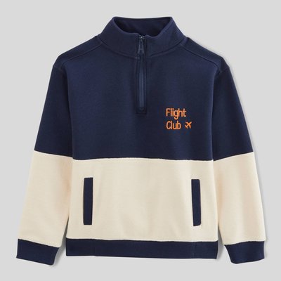 Sweat col montant zippé et broderie sur la poitrine en coton bio MONOPRIX