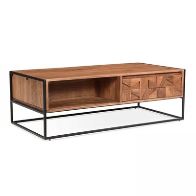 Table basse avec tiroir en acacia massif, LETELS OVIALA
