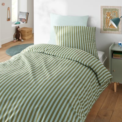 Child's Sacha Green 50% Recycled Cotton Duvet Cover Set with Square Pillowcase LA REDOUTE INTERIEURS