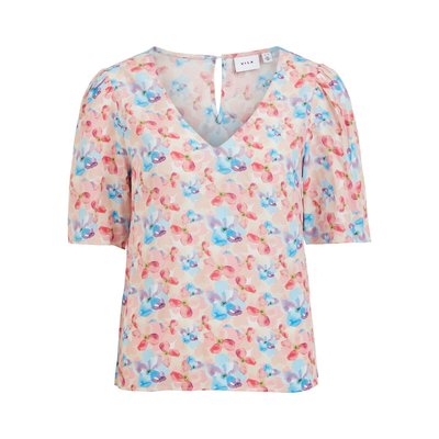 Blouse imprimée, col V, manches courtes VILA
