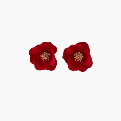 Boucles d'oreilles fleurs rouges BALABOOSTE