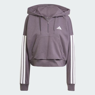 Sweat-shirt à capuche zip 1/4 french terry 3 bandes Essentials ADIDAS SPORTSWEAR