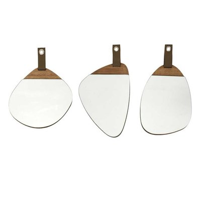 Lot de 3 miroirs avec détail effet bois en MDF TOILINUX