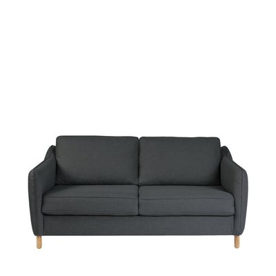 Canapé convertible ouverture express 2 places en tissu pieds bois foncé - VORNAY DRAWER