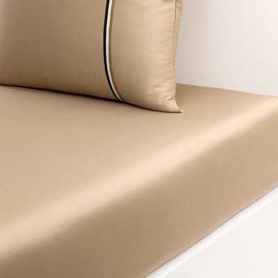 Drap housse en satin de coton gris, B LINEA BOSS HOME