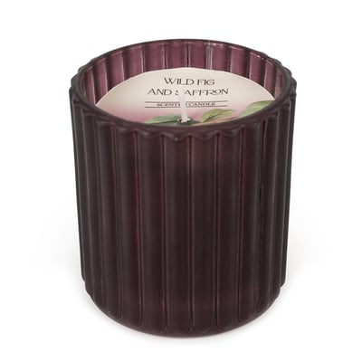 Frosted Plum Ridged Glass Candle SO'HOME