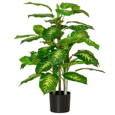 Plante artificielle Calathea H. 95 cm feuilles réalistes pot inclus HOMCOM