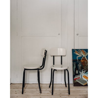 Paire de chaises en métal Diana N°100 - Bon état DEBONGOUT