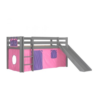 Lit Enfant Surélevé Avec Toboggan Pino + Rideau de lit Bella VIPACK