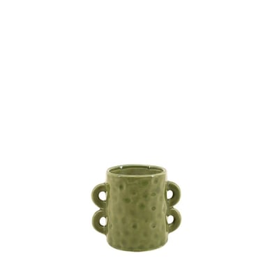 Bougie en céramique verte anses multiples 12cm ORNAMI
