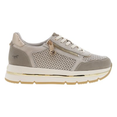 Baskets FEMME Mustang taupe et à lacets plats et zip - Taille 36 MUSTANG