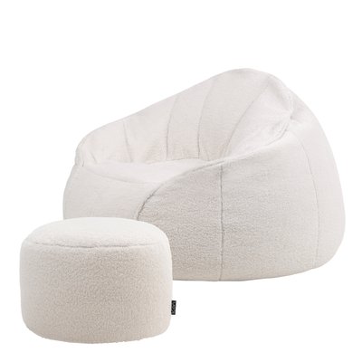 Pouf fauteuil Sherpa et repose-pieds en molleton, ORSO ICON