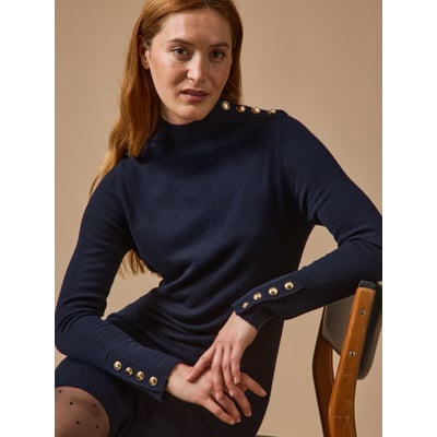 Robe-pull col montant boutons dorés CYRILLUS