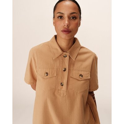 Robe courte à manches courtes col chemise PHILINE GRACE & MILA