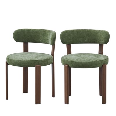 Lot de 2 chaises en tissu piètement effet bois foncé- IZZY DRAWER