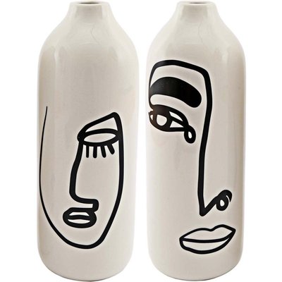 Vase en dolomite motif visage 22 x 8 cm (Lot de 2) JARDINDECO