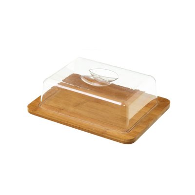 Petit Plateau Fromage Bambou Rectangulaire et Cloche Acrylique WADIGA