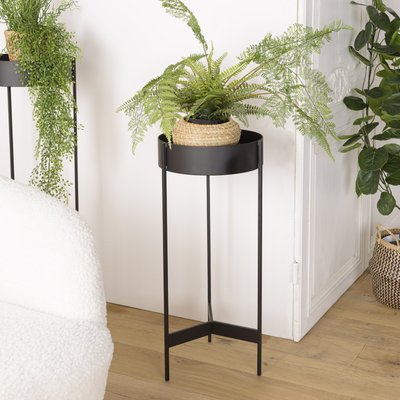 Porte-plante rond bois noir et métal 70 cm CORUMBA PIER IMPORT