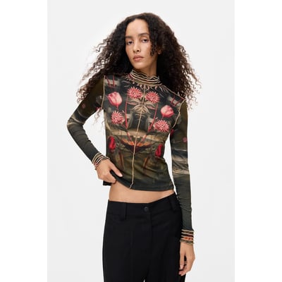 T-shirt imprimé à col roulé DESIGUAL