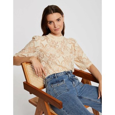 Tee shirt dentelle beige La Redoute