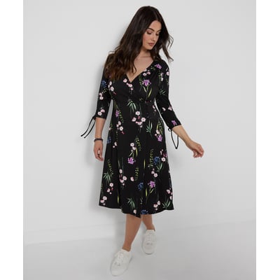 Robe en Jersey à Col V Fleurs Tombantes JOE BROWNS