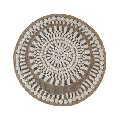Tapis intérieur extérieur rond aspect jute motifs en relief  JUTE RELIEF INDIAN THE DECO FACTORY