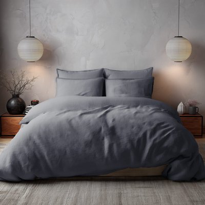 Parure housse de couette percale lavée + 2 taies 65x65 cm HOME WASHED SENSEI MAISON
