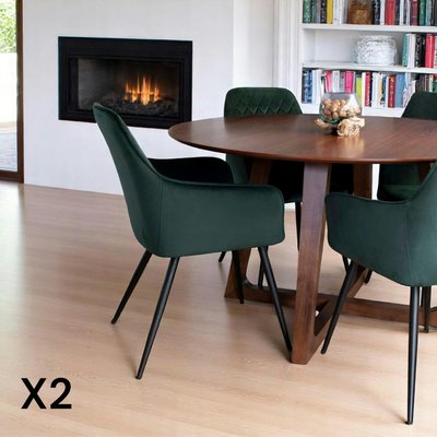 Fauteuil de table en velours vert (lot de 2) SAVONE PIER IMPORT