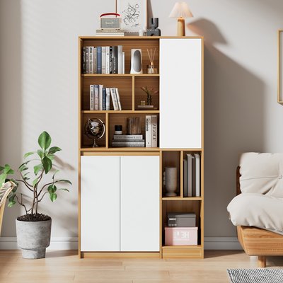 Armoire de rangement imitation chêne et blanc, BURN LIVING MEUBLES COSY