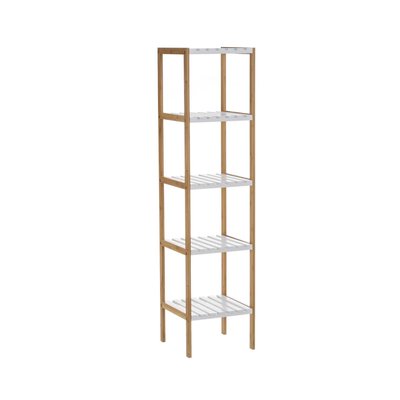 Étagère salle de bain bambou blanc 5 étages - 34x33x140cm WADIGA