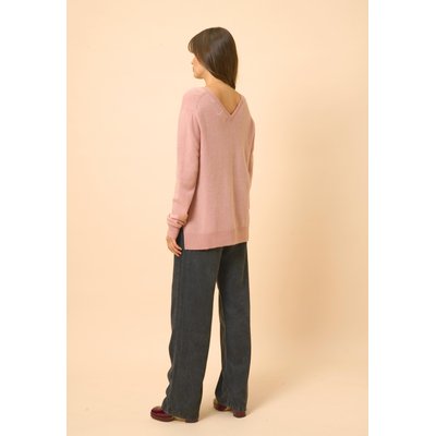 OPAL pull col v bois de rose en cachemire JUST CASHMERE