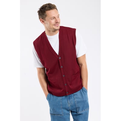 Cardigan sans manche en laine mérinos GUY DE BERAC