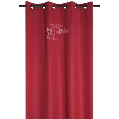 Rideau cerf esprit chalet  - Effet laine brodé LOVELY CASA